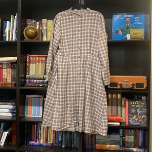 Long sleeve midi button up dress
